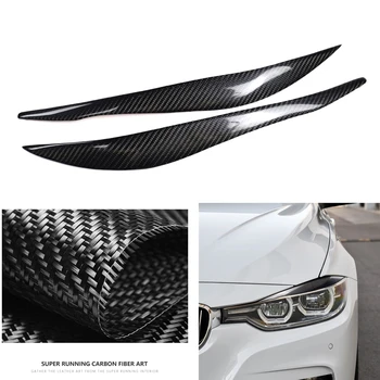 Karbon Fiber Ön Başkanı İşık Trim Far gözkapağı Kaş Kapağı Lamba Kapağı Far Kaş BMW 3 Serisi İçin F30 328 320 2013-2017