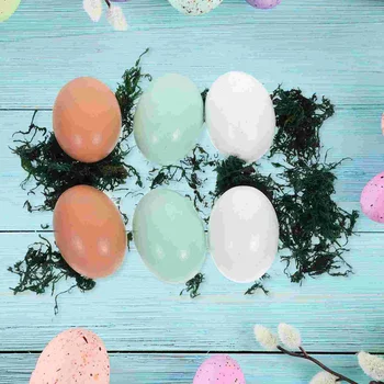 6 adet Yapay Yumurta DIY Ahşap Yumurta Sahte Yumurta Yapay Tavuk Yumurtası DIY Sahte Yumurta Süslemeleri