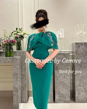 A-Line Nakış Şal Kılıf gece elbisesi Resmi Zarif Balo Yeşil O-boyun Yeni Parti Elbiseler Kadınlar için 2023
