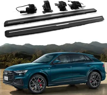 2 ADET Siyah Konuşlandırılmış Koşu Kurulu Audi için Uyar Q8 2019-2023 Elektrikli Yan Basamaklar