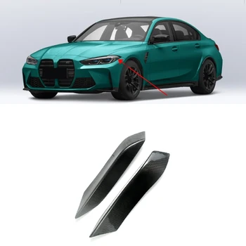 BMW için M3 F82 F83 M4 2014-2019 Gerçek Karbon Fiber Ön Far Kapağı Garnitür Şerit Kaş Kapağı Trim Sticker Aksesuarları